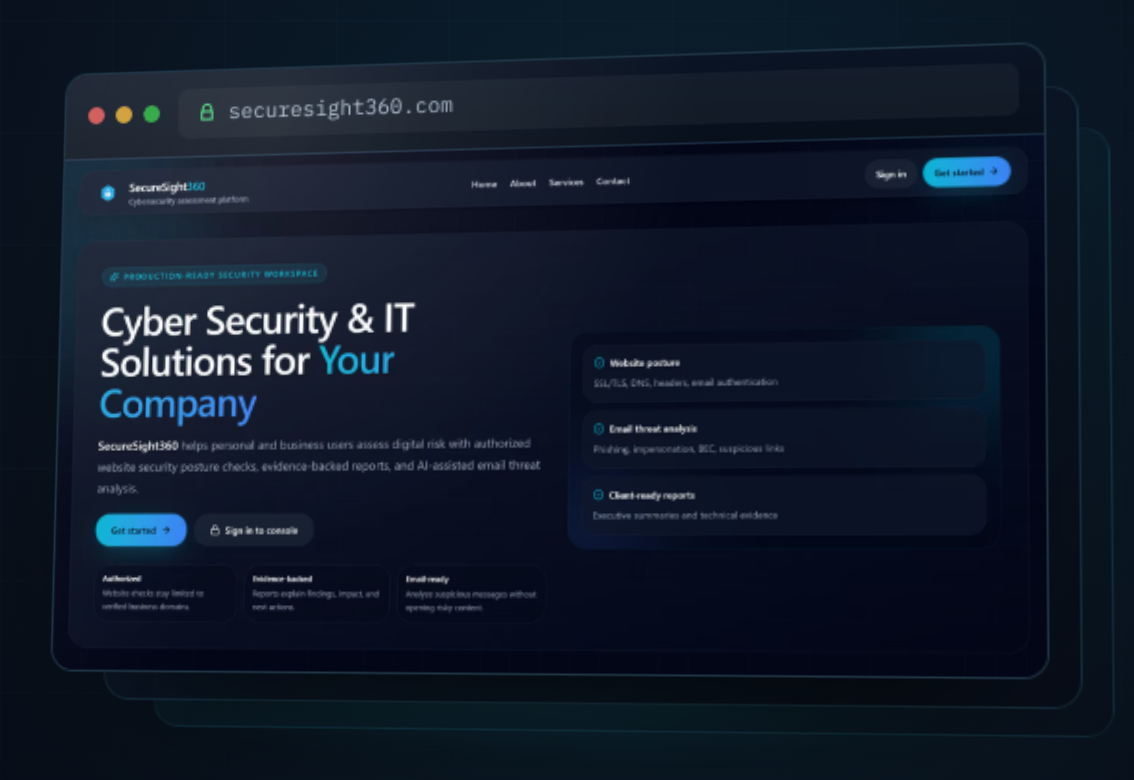SecureSight360 homepage preview
